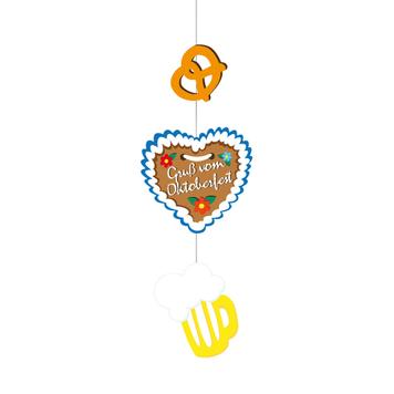 Ceiling Hanger "Pretzel, Lebkuchen Heart & Beer Mug"