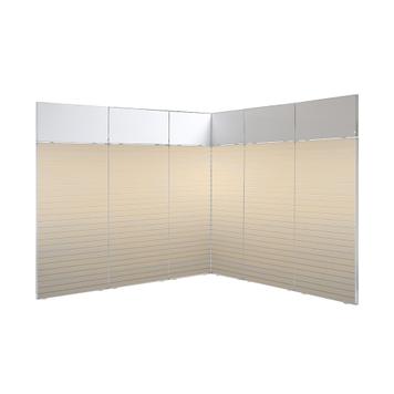 FlexiSlot-® lamellenwand beursstand „Style“ | 2.850 x 2.800 mm hoekopstelling