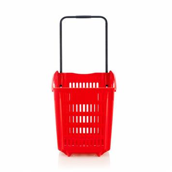 Grocery Basket on Wheels with Antibacterial Handle - 52 litres