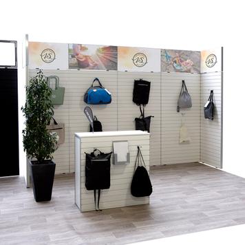 FlexiSlot® lamellenwand beursstand „Style“ | 3.900 x 800 mm | hoofdopstelling