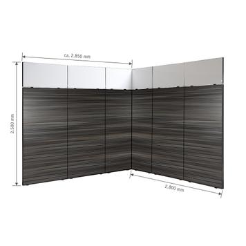 FlexiSlot® lamellenwand beursstand „Style-Black“ | 2.850 x 2.800 mm | hoekopstelling