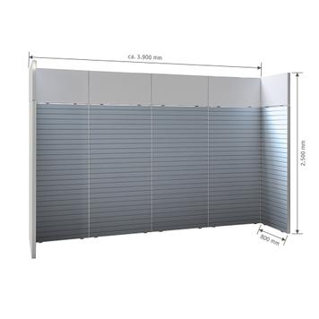 FlexiSlot® lamellenwand beursstand „Style“ | 3.900 x 800 mm | hoofdopstelling