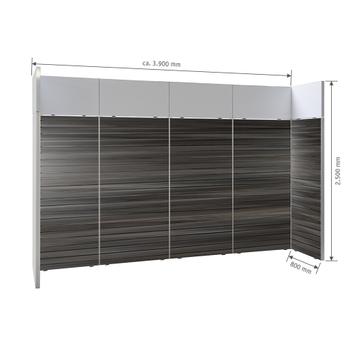 FlexiSlot® lamellenwand beursstand „Style“ | 3.900 x 800 mm | hoofdopstelling