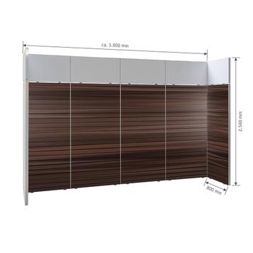 FlexiSlot® lamellenwand beursstand „Style“ | 3.900 x 800 mm | hoofdopstelling