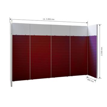 FlexiSlot® lamellenwand beursstand „Style“ | 3.900 x 800 mm | hoofdopstelling