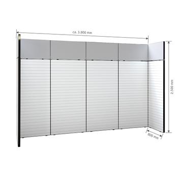 FlexiSlot® lamellenwand beursstand „Style-Black“ | 3.900 x 800 mm | hoofdopstelling