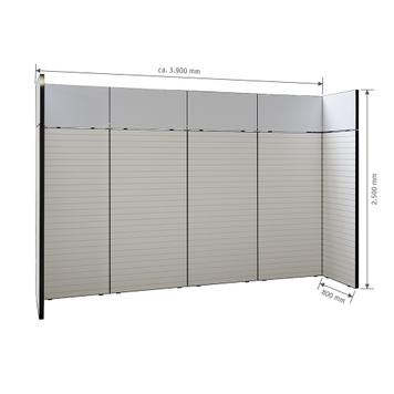 FlexiSlot® lamellenwand beursstand „Style-Black“ | 3.900 x 800 mm | hoofdopstelling