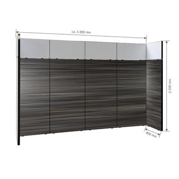 FlexiSlot® lamellenwand beursstand „Style-Black“ | 3.900 x 800 mm | hoofdopstelling