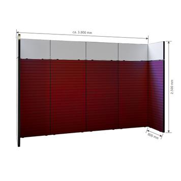 FlexiSlot® lamellenwand beursstand „Style-Black“ | 3.900 x 800 mm | hoofdopstelling